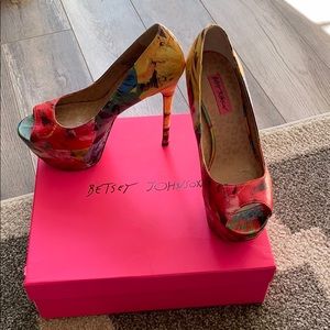 Betsey Johnson Floral Platform Heels
